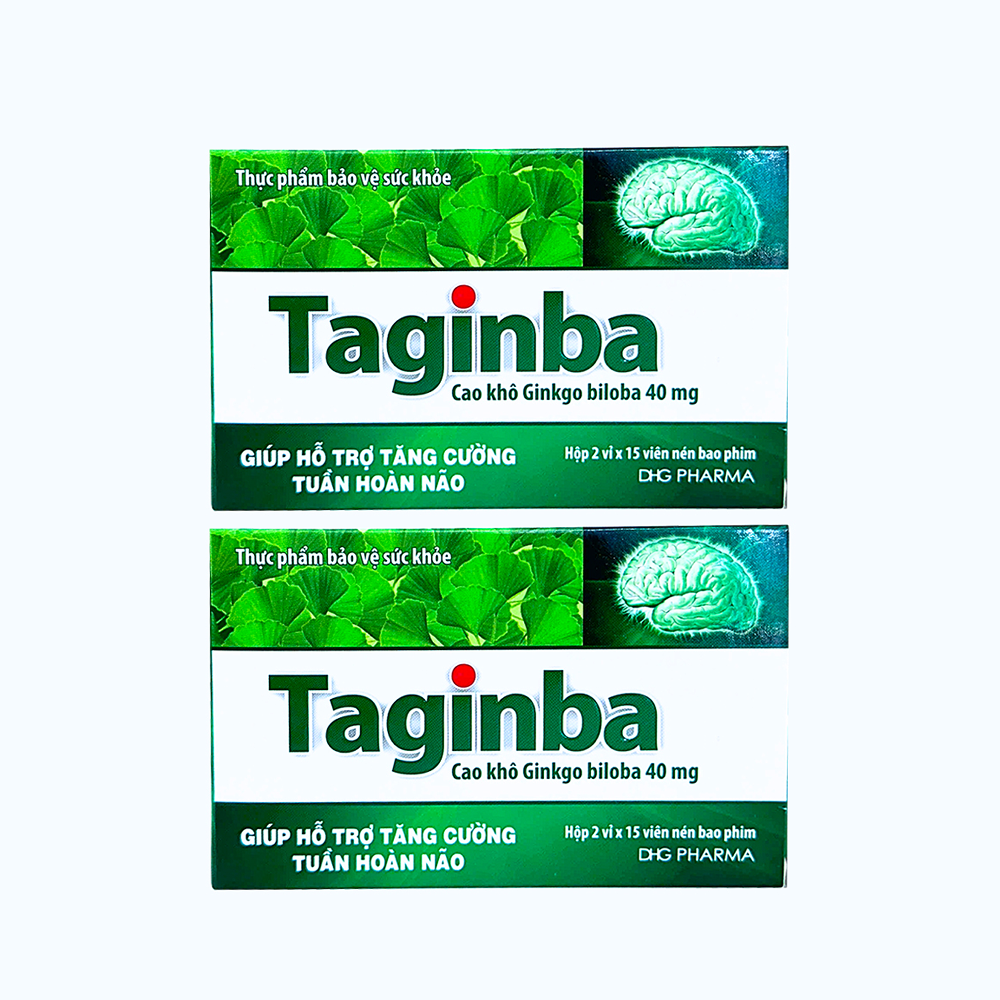 Combo 2 Hộp Thực phẩm bảo vệ sức khỏe TAGINBA Hỗ Trợ Tăng Cường Tuần Hoàn Não ( Hộp 2 vỉ x 15 viên)