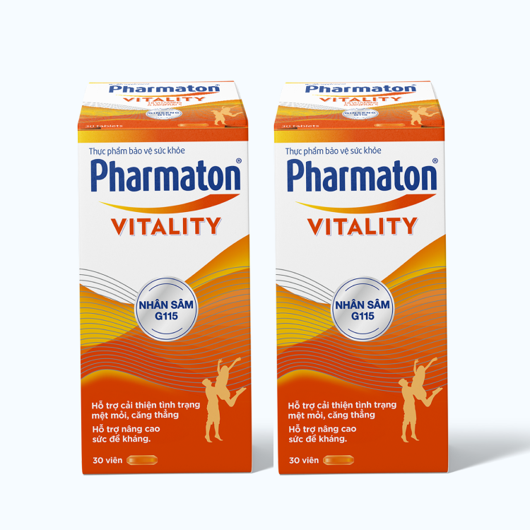 Combo 2 hộp Pharmaton Vitality Sanofi hỗ trợ cải thiện tình trạng mệt mỏi, căng thẳng, nâng cao sức đề kháng (30 viên)