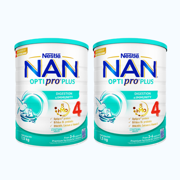 Combo 2 lon Sữa bột dinh dưỡng Nestle Optipro Plus 4 cho trẻ từ 2-6 tuổi (Lon 1.5Kg)