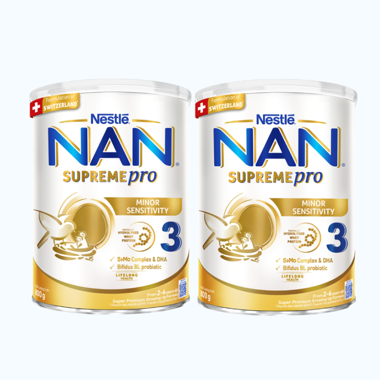 Combo 2 lon Sữa bột dinh dưỡng Nestle Nan Supreme Pro 3 cho trẻ từ 2 - 6 tuổi (Lon 800g)