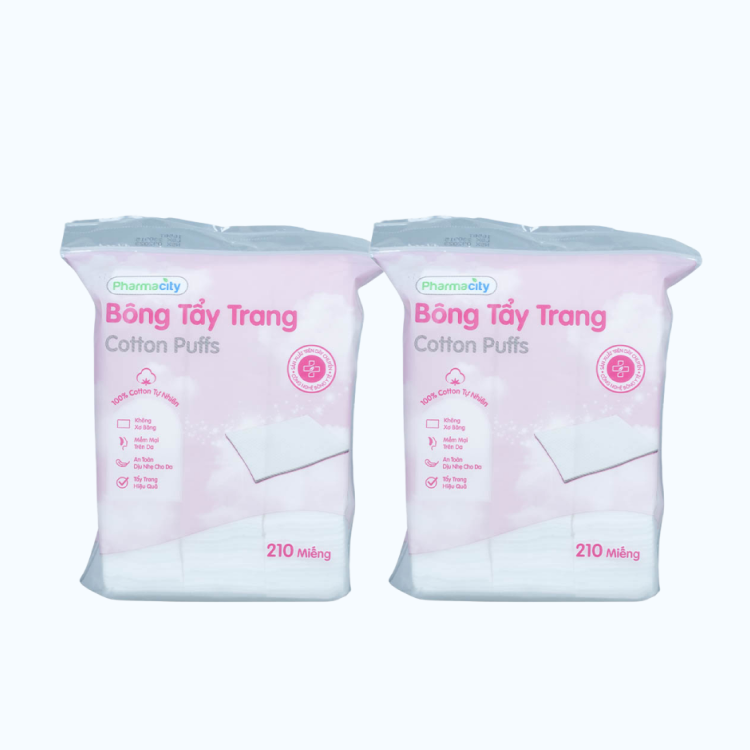 Combo Pharmacity Bông tẩy trang dạng túi lớn tiết kiệm (Túi 210 miếng)