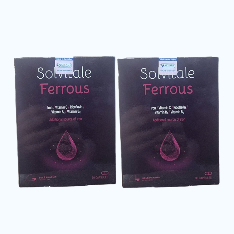 Combo 2 Hộp TPBVSK Solvitale Ferrous Hỗ Trợ Bổ Sung Sắt Và Vitamin (Hộp 30 viên)