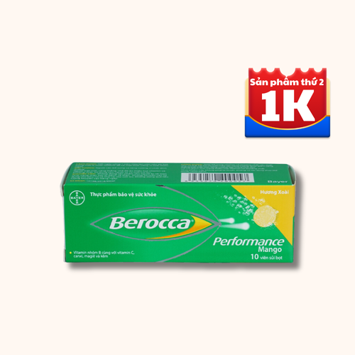 Viên sủi Berocca Performance bổ sung vitamin và khoáng chất hương xoài (Tuýp 10 viên)