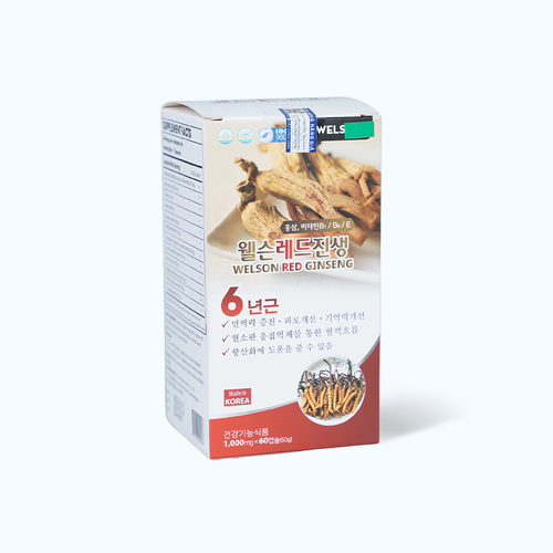 Viên uống hồng sâm Welson Red Ginseng hỗ trợ bồi bổ sức khỏe (Lọ 60 viên)