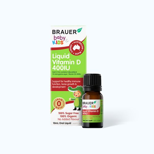 Siro BRAUER Baby Kids Liquid Vitamin D 400IU bổ sung vitamin D3, tăng cường hấp thụ canxi (10ml)