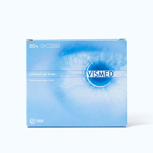 Dung dịch nhỏ mắt VISMED dùng cho trường hợp khô mắt và/hoặc tổn thương bề mặt nhãn cầu (Hộp 20 ống x 0,3ml)