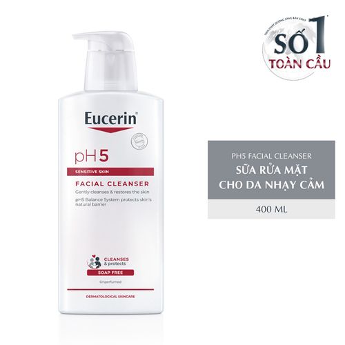 Sữa rửa mặt EUCERIN PH5 Facial Cleanser Sensitive Skin dịu nhẹ cho da nhạy cảm (Chai 400ml)