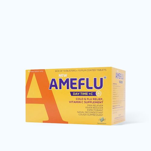 Viên nén Ameflu ban ngay + Vita C trị các triệu chứng ho cảm thông thường (10 vỉ x 10 viên)