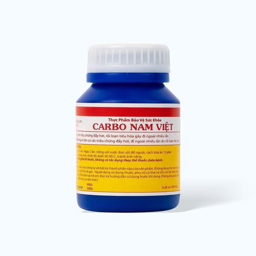 Viên uống Carbo Nam Việt hỗ trợ giảm triệu chứng khó tiêu, tiêu chảy (Chai 100 viên)