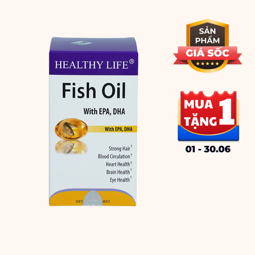 Viên dầu cá Healthy Life Omega 3 hỗ trợ não, mắt và tim mạch (Hộp 100 viên)