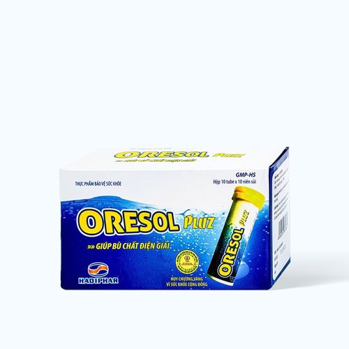 Viên sủi ORESOL Hadiphar bổ sung điện giải (Hộp 10 tuýp x 10 viên)