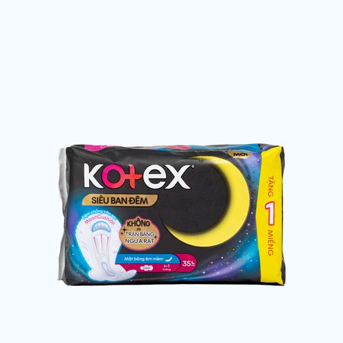 Băng vệ sinh siêu ban đêm có cánh 35cm Kotex (8 miếng/gói)