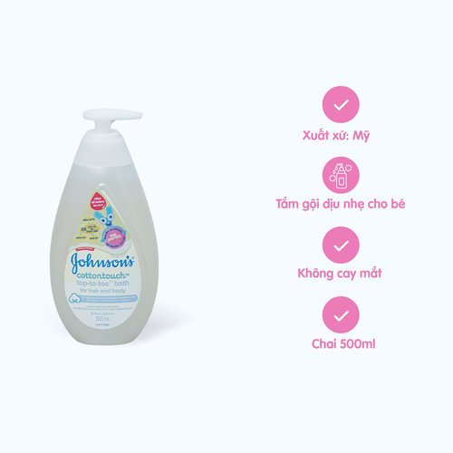 Sữa tắm gội toàn thân Johnson Baby Cottontouch để tắm gội, làm sạch thân thể và tóc