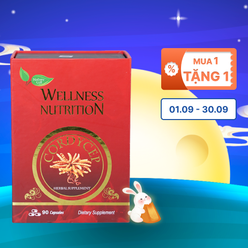 Viên đông trùng hạ thảo Wellness Nutrition tăng cường sức khỏe (Hộp 90 viên)