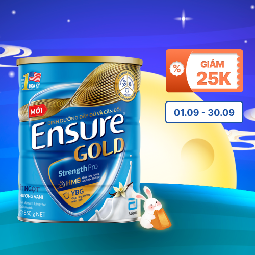 Sữa bột dinh dưỡng ENSURE GOLD tăng cường sức khỏe và hệ miễn dịch hương vani ít ngọt (800g)