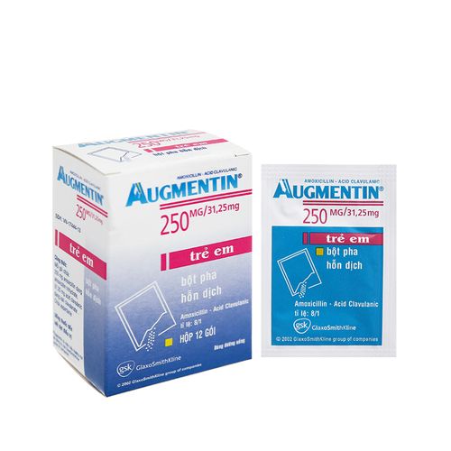 Thuốc bột Augmentin 250mg/31.25mg điều trị nhiễm khuẩn (hộp 12 gói)