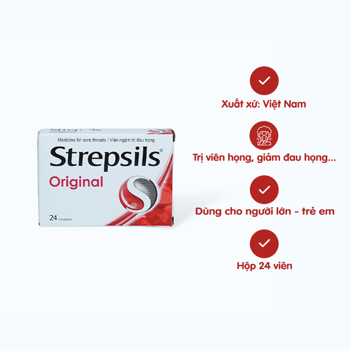Viên ngậm Strepsils Original trị đau họng (2 vỉ x 12 viên)