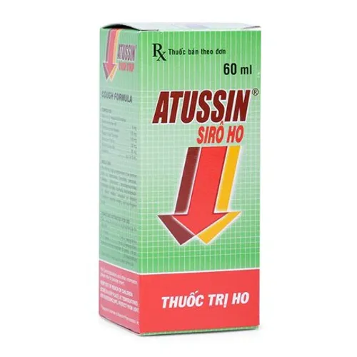 Siro Atussin trị ho do kích thích, cảm cúm, sổ mũi, viêm mũi dị ứng (chai 60ml)
