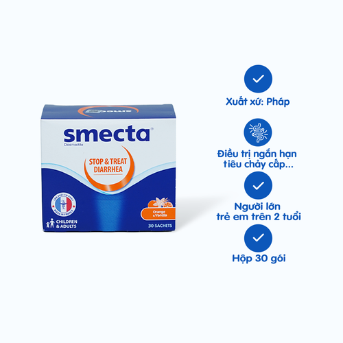 Bột pha uống Smecta Orange-Vanilla 3g điều trị tiêu chảy, rối loạn tiêu hóa (hộp 30 gói)