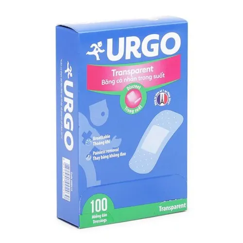 Băng cá nhân trong suốt URGO Transparent bảo vệ vết thương nhỏ 2cm x 7.2cm (Hộp 100 miếng)