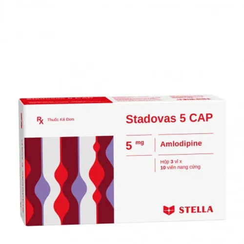 Viên nang Stadovas 5mg điều trị tăng huyết áp, đau thắt ngực (3 vỉ x 10 viên)