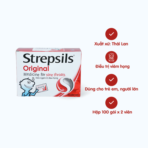 Viên ngậm Strepsils Original goi (mau do) trị đau họng (100 gói x 2 viên)