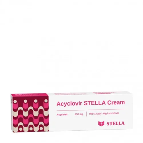 Thuốc dùng ngoài Acyclovir Stella trị trường hợp nhiễm virus herpes simplex trên da (tuýp 5g)