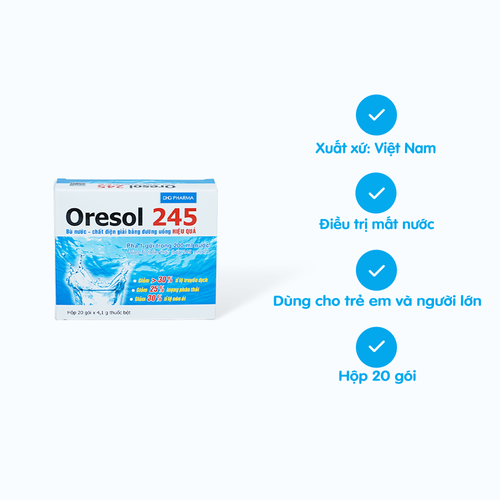 Thuốc bột Oresol 245 DHG điều trị mất nước (20 gói x 4,1g)