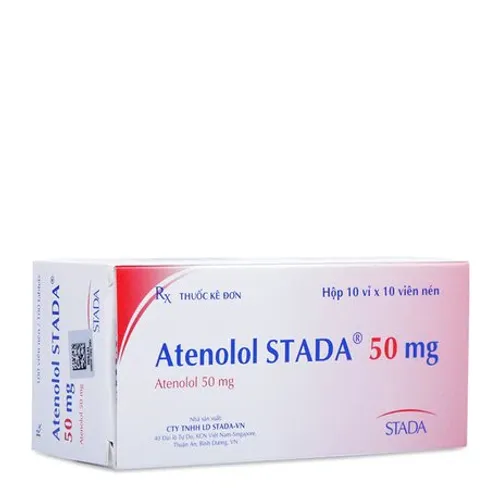 Atenolol  50mg (10 vỉ x 10 viên)
