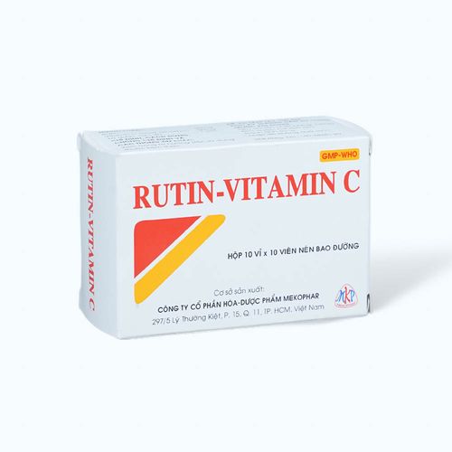 Viên nén bao đường Rutin-Vitamin C trị chảy máu, tăng sức bền thành mạch, xơ mạch (10 vỉ x 10 viên)