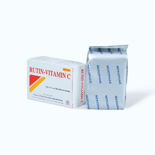 Viên nén bao đường Rutin-Vitamin C trị chảy máu, tăng sức bền thành mạch, xơ mạch (10 vỉ x 10 viên)