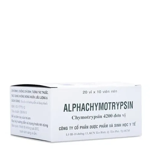 Viên nén Alphachymotrypsin Mebiphar trị viêm và phù nề do áp xe, loét, chấn thương (20 vỉ x 10 viên)