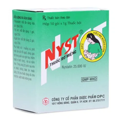 Thuốc bột Nyst OPC điều trị nấm miệng (hộp 10 gói)