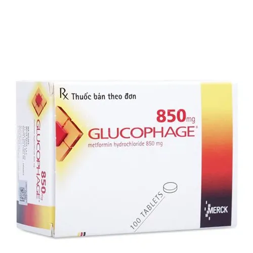 Viên nén Glucophage 850mg điều trị đái tháo đường không phụ thuộc insulin (type 2) (5 vỉ x 20 viên)