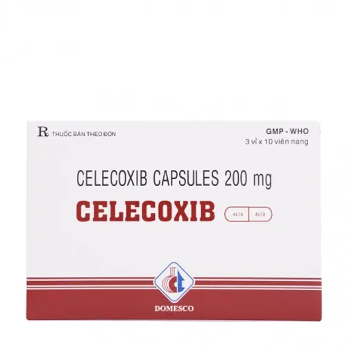 Viên nang Celecoxib 200mg trị viêm và giảm đau khớp, đau cấp và đau sau phẫu thuật (3 vỉ x 10 viên)
