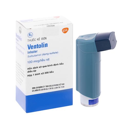 Thuốc hít định liều Ventolin Inh 100mcg điều trị, ngăn ngừa co thắt phế quản (bình 200 liều)