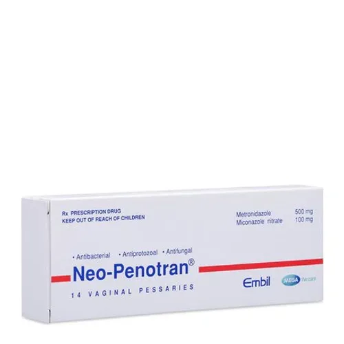 Viên đặt âm đạo Neo-Penotran điều trị bệnh nấm candida âm đạo và viêm âm đạo (2 vỉ x 7 viên)