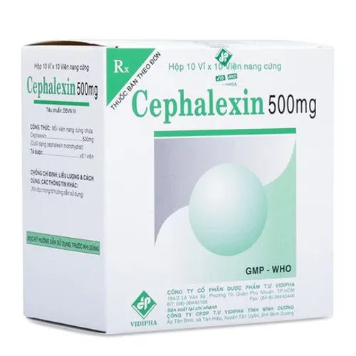 Viên nang Cephalexin 500mg Vidipha điều trị nhiễm khuẩn (10 vỉ x 10 viên)