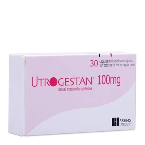 Viên nang Utrogestan 100mg điều trị rối loạn chức năng tử cung, phòng sảy thai (2 vỉ x 15 viên)