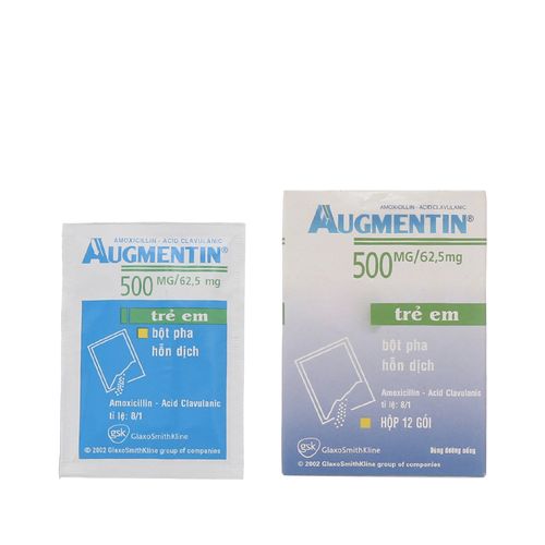 Thuốc bột Augmentin 500mg/62.5mg điều trị nhiễm khuẩn (hộp 12 gói)