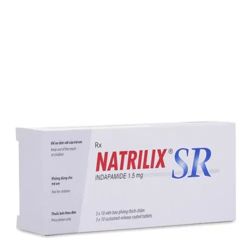 Viên giải phóng có kiểm soát Natrilix SR 1,5mg thuốc lợi tiểu (3 vỉ x 10 viên)