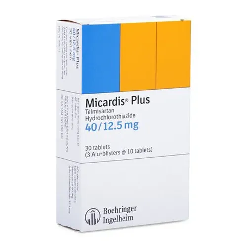Viên nén Micardis Plus Tab 40mg/12,5mg điều trị tăng huyết áp (3 vỉ x 10 viên)