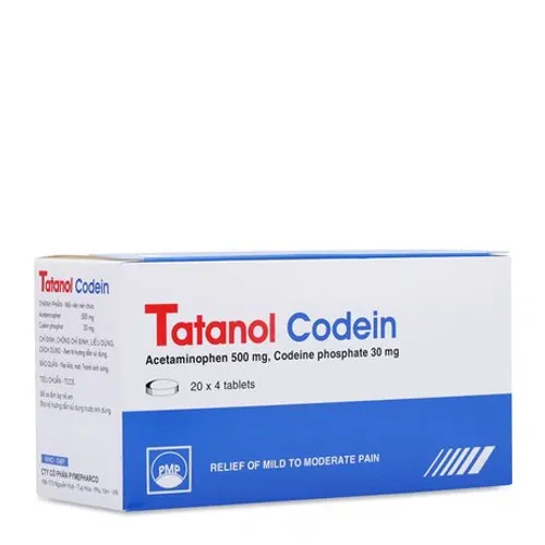 Viên nén Tatanol Codein 500mg/8mg giảm đau cấp tính ở mức độ trung bình (20 vỉ x 4 viên)