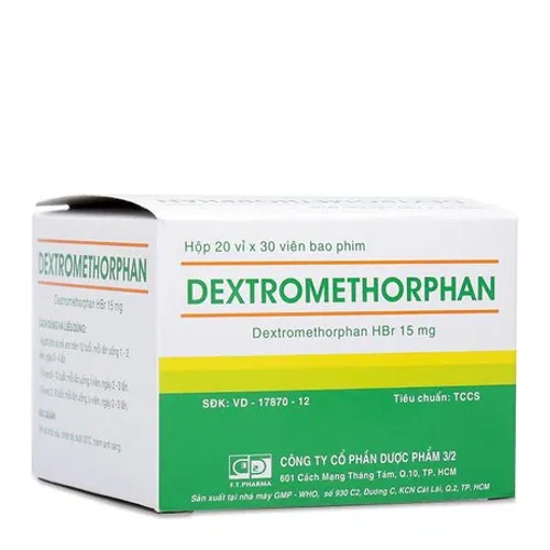Viên nén Dextromethorphan 15mg 3/2 trị ho khan do kích thích (20 vỉ x 30 viên)