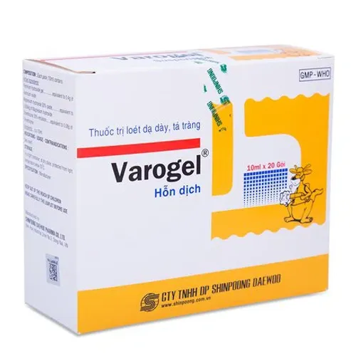 Hỗn dịch uống Varogel trị viêm loét dạ dày tá tràng, trào ngược dạ dày thực quản (20 gói x 10ml)