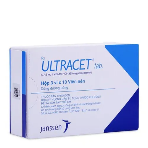 Viên nén Ultracet 37,5mg/325mg điều trị các cơn đau từ trung bình đến nặng (3 vỉ x 10 viên)