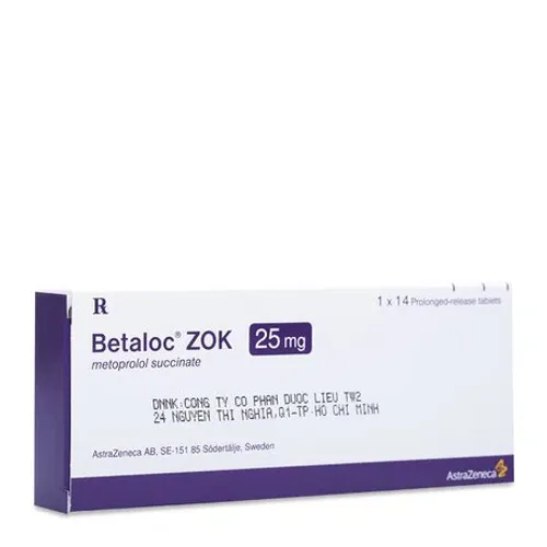 Viên giải phóng có kiểm soát Betaloc ZOK 25mg điều trị tăng huyết áp, đau thắt ngực (1 vỉ x 14 viên)