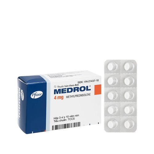 Viên nén Medrol 4mg kháng viêm, điều trị viêm thấp khớp, chống dị ứng (3 vỉ x 10 viên)