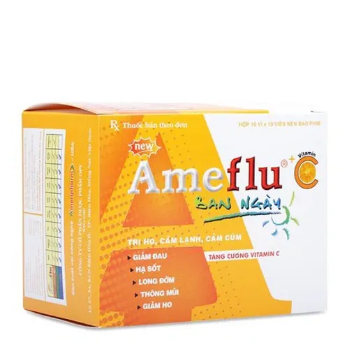 Viên nén Ameflu ban ngay + Vita C trị các triệu chứng ho cảm thông thường (10 vỉ x 10 viên)