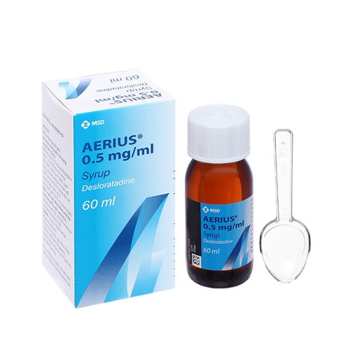 Siro Aerius 0.5mg/ml trị viêm mũi dị ứng, mày đay, ngứa (chai 60ml)